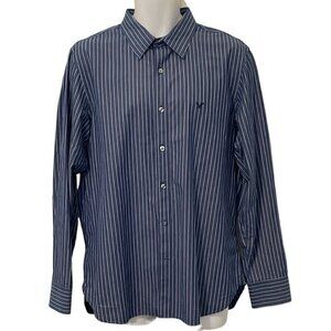 American Eagle Mens Shirt Size L/G Blue White Stripe Long Sleeve Logo